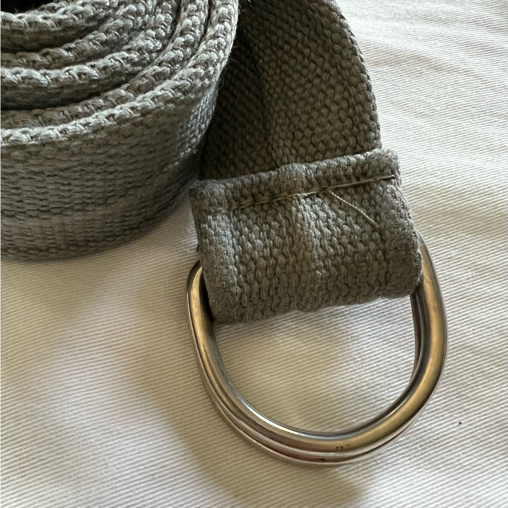 Green canvas Woven Belt with Silver Buckle